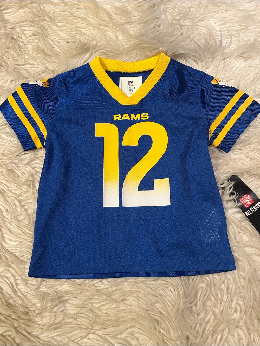 Rams Youth #12 Blue & Yellow Football Jersey Top